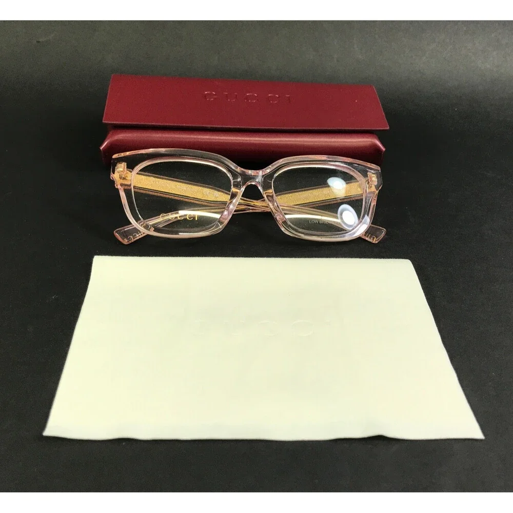 Gucci Eyeglasses Frames GG02067OL 007 Transparent Pink Asian Fit Thick 52-20-145